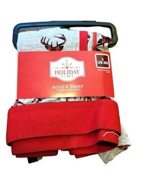 Men's Christmas Boxer Shorts Deer Grey Red Set of 2 Size Small 28-30 JJ3200